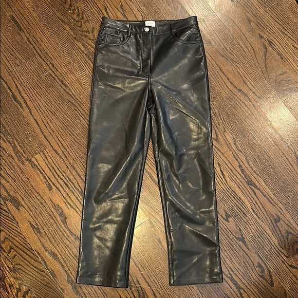 Wilfred Black Faux Leather-Style Straight Leg Pants Size 6 - Picture 1 of 8